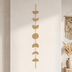 opulinea 32 Inch Hammered Gold Moon Phase Metal Wall Decor, Celestial Hanging Wall Sculpture, Boho Lunar Wall Art for Bedroom, Living Room, Bathroom, Apartment