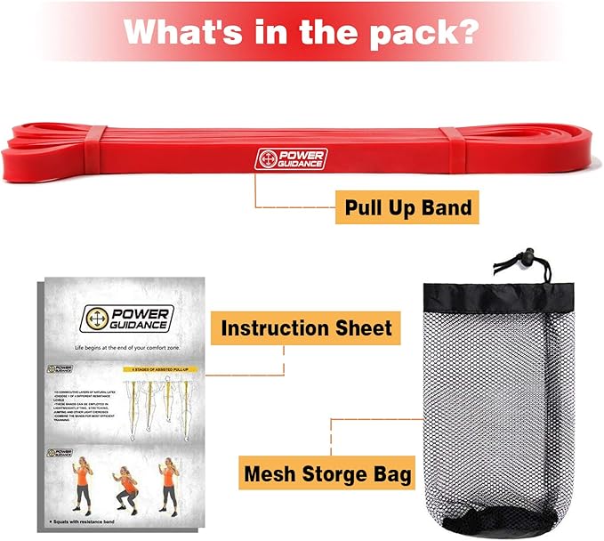 POWER GUIDANCE Pull Up Assist Bands - Stretch Resistance Band - Mobility Band - Powerlifting Bands - by Perfect for Body Stretching, Powerlifting, Resistance Training