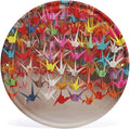 Wall Picture, with Origami Paper Cranes Printed Circular Iron Hanging Picture,Wall Art Decor,Home for Bedroom Living Room Bathroom Decor,Iron Painting 11.8X11.8 in