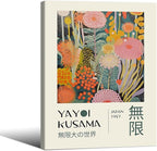 Abstract Yayoi Kusama Posters Japanese Wall Art Vintage Tokyo Aesthetic Prints Yayoi Kusama Inspired Japanese Gallery Wall Art for Stylish Room Bedroom Living Room Decor 12x16in Framed