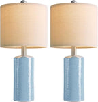 G-SAFAVA 20.5" Small Table Lamps for Living Room Lamp Set of 2 Ceramic Lamps for Bedroom Bedside Lamps Modern Boho Lamps for Night Stands Farmhouse Nightstand Lamp Side End Table Lamp, Light Blue