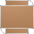 VIZ-PRO Cork Notice Board, 48 X 24 Inches, 3 Pack, Silver Aluminium Frame