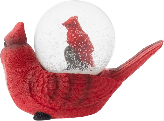 Elanze Designs Mommy Red Cardinal and Baby Magical Whimsical Tabletop Dresser Nightstand Figurine Miniature 45MM Sturdy Polyresin Glitter Water Snow Globe Decoration