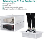 PARANTA 12-Piece Boot and Shoe Storage Box, Stackable Clear Plastic Shoe Box, Space-Saving Shoe Organizer for Boots, Sneakers, and High Heels, Clear
