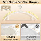 MIZGI Premium Clear Hangers (Pack of 50) Heavyduty-Acrylic No Shoulder Bump Suit Hangers - Space Saving Clothes Hangers,Rounded Hanger for Coat,Sweater,Jackets,Pants