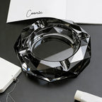 Coomin 5.9in Bigger Crystal Glass Ash Tray, Sparkly Cigarettes Cigar Ashtray, Cool Ashtrays for Smokers Indoor Office Home Desktop Tabletop, Gifts for Men, Black