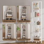 VIMBER Corner Shelf, 6-Tier Corner Bookshelf, Industrial Corner Ladder Shelf, DIY Storage Shelves, Modern Display Shelf for Living Room, Bedroom, Kitchen, Home Office, White UJSJ004W