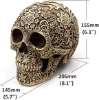 UJOY Creative Skull Flowers Sculpture 8.1'' Human Head Skeleton Statue Collectible Halloween Decoration Home Decor