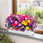 Fake Artificial Flowers for Outdoors 6 PCS Azalea Bouquet Silk Flowers for Outside UV Resistant Faux Flowers Plants for Outdoor Planters Realistic Spring Home Front Door Patio Garden Porch Decor