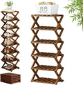 The 9-Tier No-Assembly Bamboo Rack, 3-9 Tiers Bamboo Shoe Rack, Foldable Bamboo Vertical Shoe Organizer, Multifunctional & Space-Saving, For Entryway, Closet, Corner, Bedroom, Hallway (Walnut, 6Tiers)