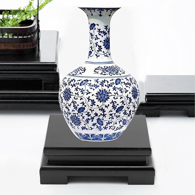 MDEOOSKY Wooden Display Stand Rectangle Wood Display Base Display Risers Rectangle Vase Riser Teapot Aquarium Lamp Base Home Decoration 5.12" W x 3.74" D x 1.69" H (Black)
