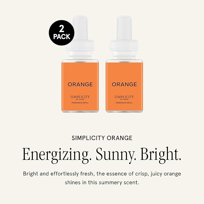 Pura & Simplicity Home Scent Refill - Smart Air Diffuser - Long-Lasting Luxury Fragrance per Refill - Home Essential - Clean & Safe Diffuser Fragrance - 2 Pack, Orange