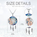 Dream Catcher Crystal Pendant Flower Urn Necklace Jewelry 925 Sterling Silver Keepsake Cremation Necklaces for Human Pet Ashes for Women