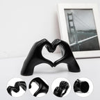FANTESTICRYAN Medium Heart Hands Statues Black Hand Love Sculpture Decorative Home Decor Ornaments for Living Room, Wedding, Bedroom, Office Desktop, Cabinets, Bookshelf, Gift for Mom (Medium Black)