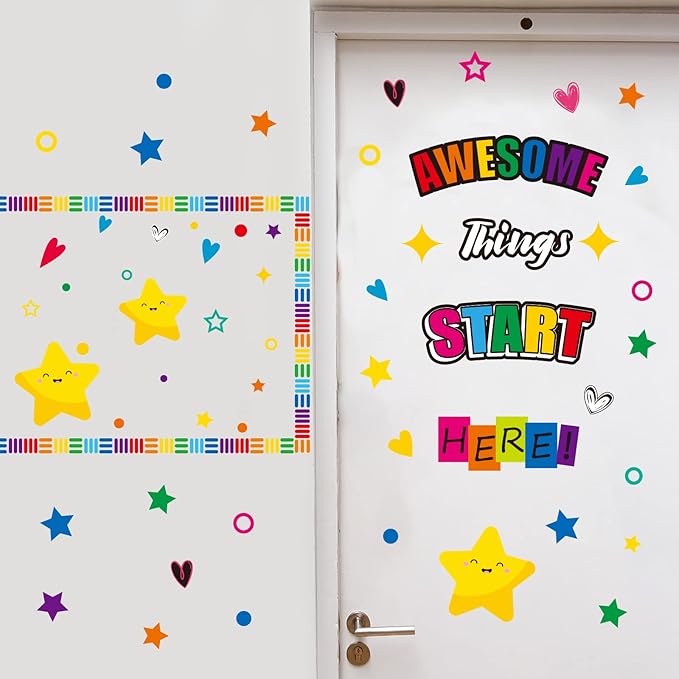 gisgfim Classroom Bulletin Board Decoration Set Welcome Banner Wall Door Decor Colorful Classroom Decorations for Kindergarten Preschool Elementary and Middle School(Awesome Things Start Here!)