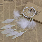 Luminous Dream Catcher,Manual Feather Hanging Decor Dream Catcher for Car Kids Bed Room Wall Hanging Decoration Decor Ornament Craft,Dia 4.3inch/11cm (Type 2)