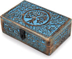 |Wooden Jewelry Box, Tarot Box, Celestial Home Decor, Witch Box, Tree of Life, Trinket Box |Size- 8" x 5" x 2.5",| Decorative Storage Bin