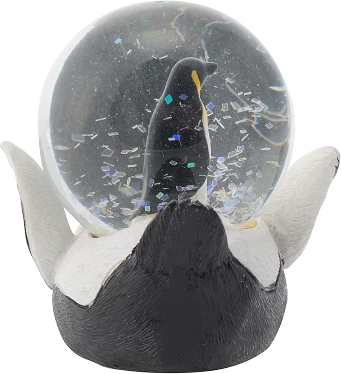 Elanze Designs Yellow Neck Penguin Mommy and Chick Magical Whimsical Tabletop Dresser Nightstand Figurine Miniature 45MM Sturdy Glitter Water Snow Globe Decoration