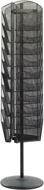 Safco Onyx Rotating Mesh Magazine Holder, Display Rack with 30 Pockets, Brochure Organizer, Commercial-Grade Steel Construction, Black