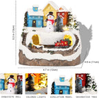 Christmas Village Figurines Musical Snow Globe Christmas Collectible Buildings Decoration with Spinning Train 8 Music & LED Light for Christmas Home Decor Gift Santa Claus (Snowman) (W01)