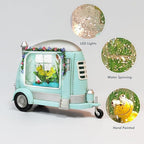 Spring Camper Water Globe with Frogs 6.75” Acrylic Snow Globe LED Lights Water Spinning Glitter Battery Operated Easter Spring Home Decoration