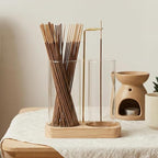 Incense Holder, 2 in 1 Wooden Incense Holder for Sticks with 20 Incense Sticks, Anti-ash Incense Burner with Glass Ash Catcher, Wood Incense Holder 20 Stick (2 in 1 Square)