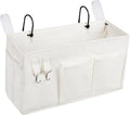 Loghot Bedside Caddy/Bedside Storage Bag Hanging Organizer for Bunk and Hospital Beds,Dorm Rooms Bed Rails,Can be Placed Glasses,Books,Mobile Phones,Keys (White)