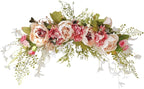 DULRLLY Artificial Peony Flower Swag, 30 in Wedding Arch Flowers, Faux Floral Swag for Lintel, Over The Door Decorative Swag, Rustic Artificial Floral Swag for Home Decor (1)