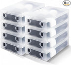 Sintuff 8 Pack Large Boot Storage Boxes with Lids for Tall Boots 20.5" x 11.8" x 4.5" Stackable Clear Plastic Shoe Organizer Container Space-saving Shoe Storage Box for Sneakers and High Heels