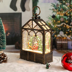 Christmas Snow Globes Musical Lantern Snow Globe Santa Clause Reindeer Sleigh Water Snow Globe Glittering Portable Hanging Tabletop Decorative Lantern Christmas Home Décor