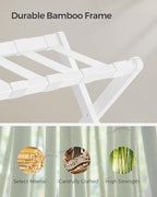 SONGMICS Luggage Rack, Set of 2, Folding Suitcase Stand with Storage Shelf, for Guest Room, Hotel, Bedroom, Heavy-Duty, Holds up to 131 lb, Cloud White URLR007W02