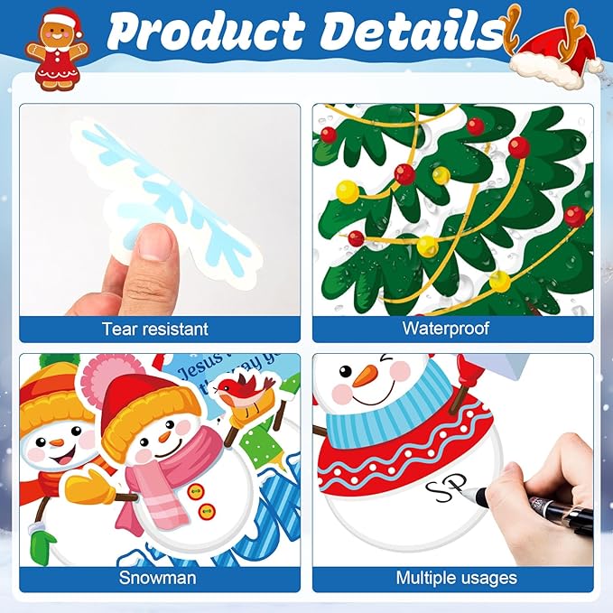 Christian Christmas Bulletin Board Decorations Set - Religious Classroom Decor - God Made Me Unique Snowflake Snowman Cutouts for Xmas, Winter Holiday School Wall Decor
