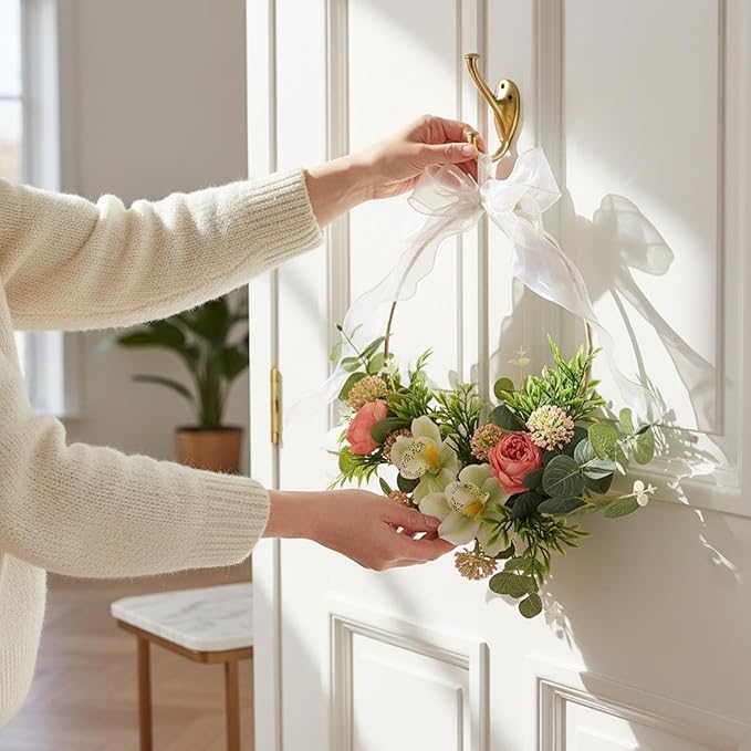 Artificial Floral Swag Front Door Swag Indoor Decorative Hanging Spring Wreath for Restaurant Birthday Holidays Apartment, JH615