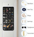 Bloss Hanging Jewelry Organizer With 90 Pockets,Earring Holder Organizer Storage For Valentine's Day Gift,Double-Sided Jewelry Holder for Earrings, Necklaces, Rings on Closet,Wall,Door(Black)