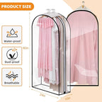 4 Pack Clear Garment Bags with Side Zipper, 60" Clothes Covers with 10" Gusset, Transparent Hanging Suit & Coat Covers for Closet Storage, Jackets, Dresses, Windbreakers
