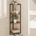 Hzuaneri Corner Shelf Stand, Corner Bookshelf, Storage Standing Shelf Unit with Metal Frame, Plant Stand, Bookcase for Living Room, Home Office, Bedroom, 4-Tier Rustic Brown CS05801B