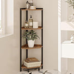 Hzuaneri Corner Shelf Stand, Corner Bookshelf, Storage Standing Shelf Unit with Metal Frame, Plant Stand, Bookcase for Living Room, Home Office, Bedroom, 4-Tier Rustic Brown CS05801B