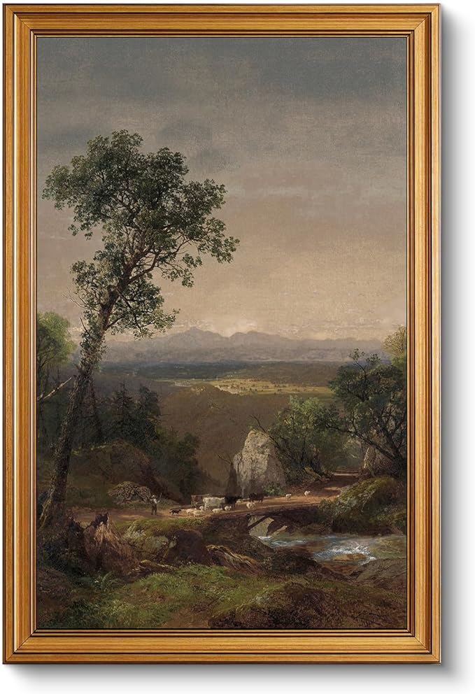 VIYYIEA Vintage Large Framed Wall Art for Living Room, Landscape Canvas Prints Home Decor, Oil Painting Picture, Bedroom Wall Decor Gifts for Friends or Family -【White Mountain Scenery】-(24L x 16W)