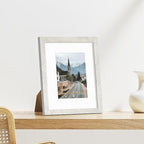 Vittanly 8x10 Picture Frames Set of 9, Shatter Resistant Plexiglass, Display 5x7 Pictures with Mat or 8x10 without Mat, Photo Frames for Wall or Tabletop, Engineered Wood, Vintage Marble White
