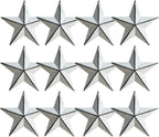 3.8-Inch Metal Barn Star，Metal Star for Outside Texas Stars Art Rustic Vintage Western Country Home Farmhouse Wall/Door Decor,Set of 12. (White)
