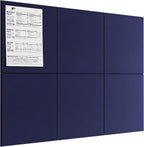 MaxGear Large Cork Board for Wall 36" x 24", Dark Blue Bulletin Board, 6 Pack Felt Wall Tiles with Pushpins, Cork Boards for Office Pin Board Tack Board Cork Boards