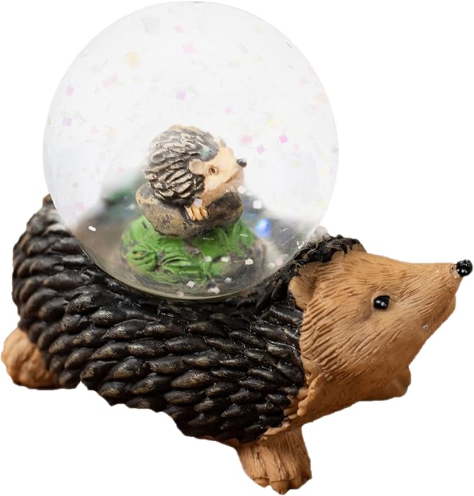 Elanze Designs Mommy and Baby Hedgehog Magical Whimsical Tabletop Dresser Nightstand Figurine Miniature 45MM Sturdy Polyresin Glitter Water Snow Globe Decoration