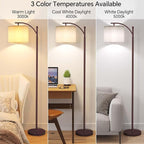 SUNMORY Arc Floor Lamp, Modern Floor Lamp with 9W 3 Color Temperatures Bulb, Metal Standing Lamps with Adjustable Hanging Lampshade, Tall Floor Lamps for Living Room, Bedroom, Office