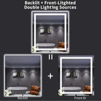 LOAAO 32"X36" LED Bathroom Mirror with Lights, Anti-Fog, Dimmable, Backlit + Front Lit, Lighted Bathroom Vanity Mirror for Wall, Memory Function, Tempered Glass, ETL Listed