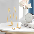 Large Plate Holder Display Stand - 12 inch Super Tall Big Plate Stands for Heavy Duty Display - Metal Picture Frame Stand - Tabletop Easel Stand for Decorative Platter | Plaque | Book - 3 Pack - Gold