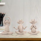 Suoedd Sandstone Frog Figurines Yoga Decor Set of 3 –Frog Yoga Statues for Modern Living Room Table Office Bookshelf Shelves Home Sculptures Decor