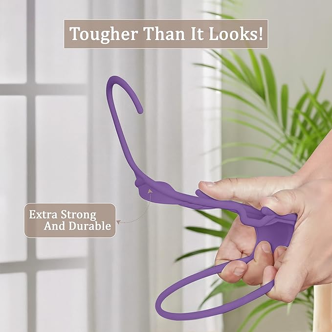 Utopia Home Plastic Hangers 50 Pack - Perfect Space Saving Clothes Hanger - Durable and Strong - Perfect Closet Organizers with Shoulder Grooves (Purple)