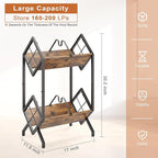 RUILALIFE 2-Tier-Vinyl-Record-Storage-Holder With Dividers, Metal Album storage for vinyl records display Shelf, Vintage 160-200 LP Storage Shelf Stand