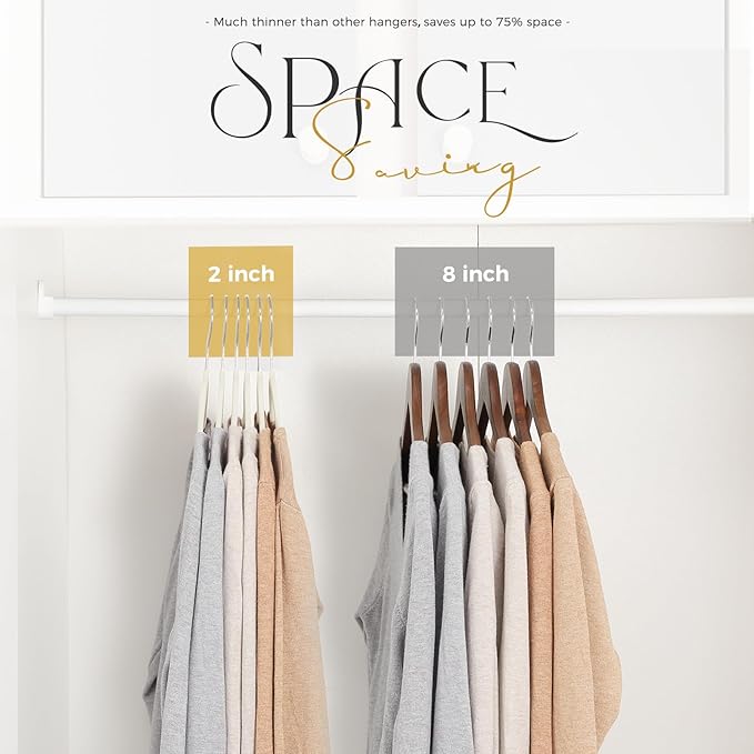 HOUSE DAY Premium Velvet Hangers 100 Pack, Non-Slip Clothes Hangers Ivory - Durable and Sturdy Felt Hanger, Velvet Hanger for Coat, Pants & Dress Slim Space Saving for Closet Organizer
