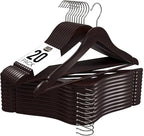 Utopia Home Premium Wooden Hangers 20 Pack - Durable & Slim Coat Hanger - Suit Hanger with 360-Degree Rotatable Hook - Wood Hangers with Shoulder Grooves (Brown Color)